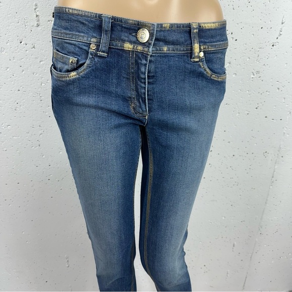 Caractere Milano Italy Women’s size 6 Gold Trim Skinny Stretch Jeans - Picture 2 of 16